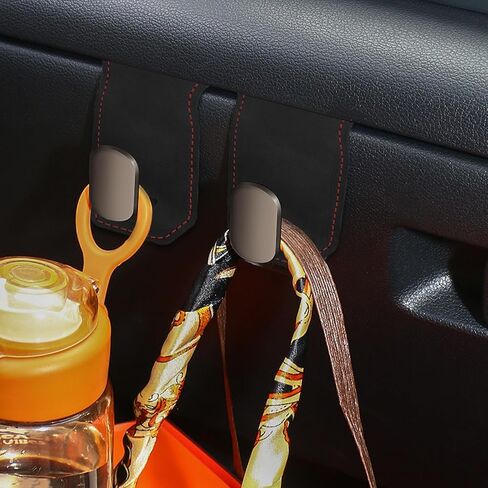 Car Glove Box Purse Hooks (2 Pack) - Vegan Leather Dashboard Hanger for Handbag & Grocery Bags, No-Adhesive Passenger Seat Organizer (Black) in Kuwait
