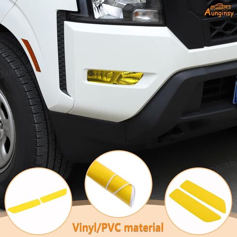 Aunginsy Front Fog Light Tint Film Trim متوافق مع Nissan Frontier 2022-2025، لوحة مصباح الضباب الأمامي للسيارة ملصقات فينيل مسبقة القطع ملصق زخرفي تراكب ملحقات حماية شفافة صفراء in Saudi Arabia