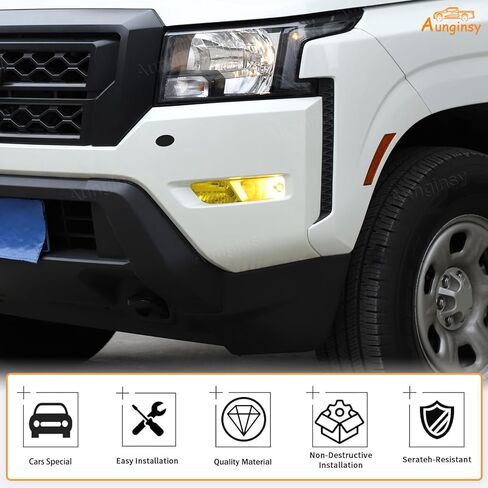 Aunginsy Front Fog Light Tint Film Trim متوافق مع Nissan Frontier 2022-2025، لوحة مصباح الضباب الأمامي للسيارة ملصقات فينيل مسبقة القطع ملصق زخرفي تراكب ملحقات حماية شفافة صفراء in Saudi Arabia