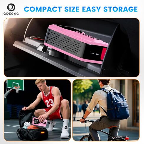 6000A Peak Jump Starter with Air Compressor - Portable Car Battery Booster for All Gas and 9.0L Diesel Engines, 150PSI Tire Inflator, LED Light, Type-C Light Pink in Kuwait