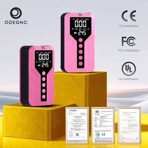 6000A Peak Jump Starter with Air Compressor - Portable Car Battery Booster for All Gas and 9.0L Diesel Engines, 150PSI Tire Inflator, LED Light, Type-C Light Pink in Kuwait