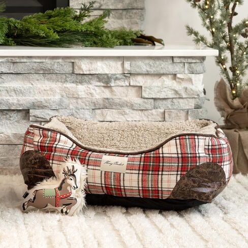 سرير هاري باركر منقوش باللون الأحمر والكريمي متوسط in Kuwait