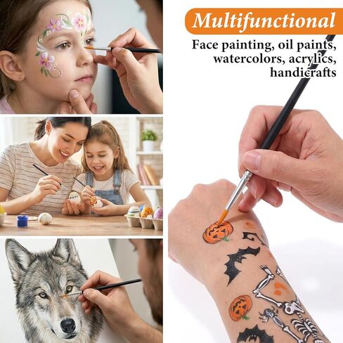 6PCS Face Paint Brush Set, Artist Brushes Aesthetic Pastel Artist Paintbrushes for Body Face Painting Acrylic Watercolor Oil Gouache Halloween Cosplay Party Makeup Kit in Saudi Arabia