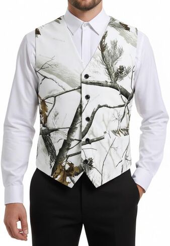 White Trees Camouflage Color 5 Buttons Mens Vest in Saudi Arabia