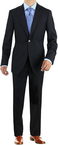 Salvatore Exte Men's 2 Button Two Piece Suit Single Vent Blazer Flat Front Pant in Saudi Arabia