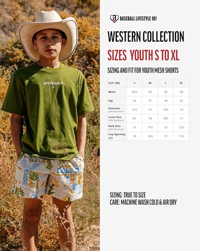 Baseball Lifestyle 101 Boy's Cactus Curve Mesh Shorts with Side Pockets and Elastic Waist, 5 in Inseam S-XL Sizes in Kuwait