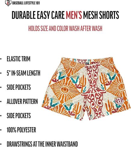 Baseball Lifestyle 101 Men's Outlaw Mesh Shorts with Side Pockets and Elastic Waist, 5 in Inseam S-2XL Sizes in Kuwait