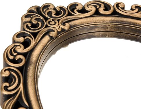 12x8.5 inch Plastic Frame Vintage Oval Wall Mirror with Decorative Bronze Frame, Antique Style Rose Pattern in Kuwait