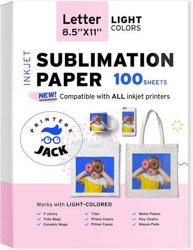 Printers Jack Sublimation Paper 13 x 19 inches 100 Sheets 120gsm, Compatible with Epson & Sawgrass Inkjet Printer with Sublimation Ink Heat Transfer Paper Sublimation for T-shirts Mugs Light Fabric in Kuwait