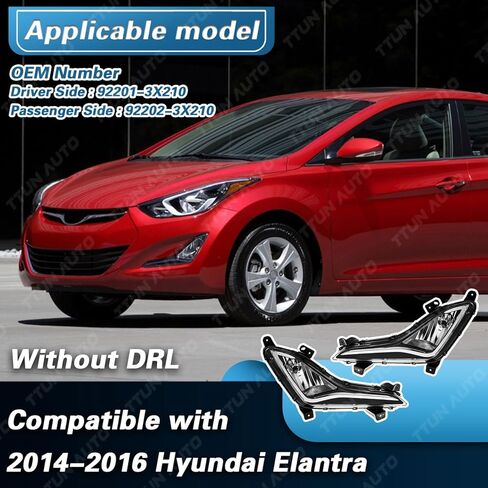 ترقية متوافقة مع 2014-2016 Hyundai Elantra SE/Sport/مصباح الضباب المحدود بدون مصابيح 92201-3X210 92201-3X210 (جانب السائق + الركاب) in Saudi Arabia