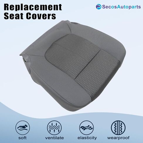 SecosAutoparts Gray Driver & Passenger Bottom & Top Lean Back & Driver Foam Cloth Replacement Seat Covers Compatible with Ford F250 F350 F450 F550 2011 2012 2013 2014 2015 2016 in Saudi Arabia