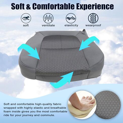 SecosAutoparts Gray Driver & Passenger Bottom & Top Lean Back & Driver Foam Cloth Replacement Seat Covers Compatible with Ford F250 F350 F450 F550 2011 2012 2013 2014 2015 2016 in Saudi Arabia