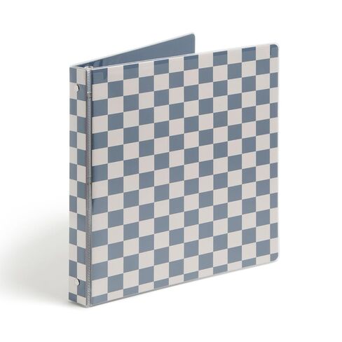 غلاف U Brands Checkered Preppy Blue ذو 3 حلقات، 2.54 سم، يحمل 225 ورقة، حلقات دائرية متينة، رؤية واضحة، حجم الحروف، عبوة واحدة in Saudi Arabia