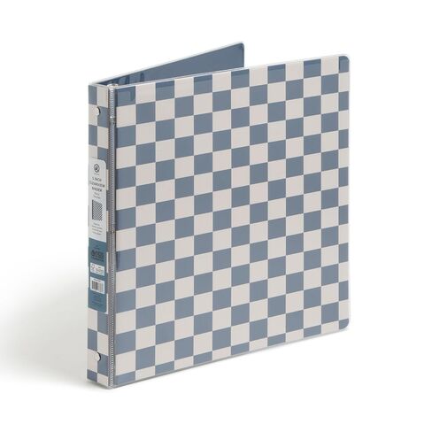 غلاف U Brands Checkered Preppy Blue ذو 3 حلقات، 2.54 سم، يحمل 225 ورقة، حلقات دائرية متينة، رؤية واضحة، حجم الحروف، عبوة واحدة in Saudi Arabia