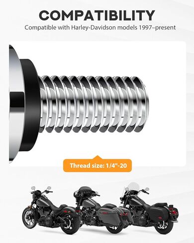 PBYMT المقعد الخلفي لمقعد الترباس برغي متوافق مع Harley Davidson Softail Dyna Sportster Touring Street Glide Electra Road King 1997-2025 كروم in Saudi Arabia