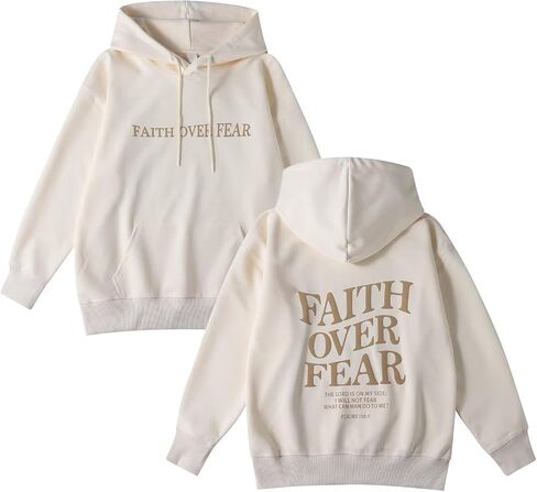 سترة بغطاء للرأس للرجال من Babyhealthy Faith Over Fear، سترة مسيحية كبيرة الحجم بقلنسوة دينية يسوع، سترة آية من الكتاب المقدس in Saudi Arabia