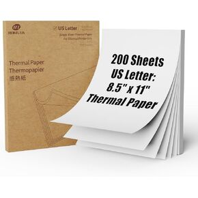 Thermal Printer Paper 8.5x11 Inches 200 Sheets, Single US Letter Size, Suitable with Most Thermal Portable Printers in Saudi Arabia