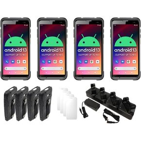 عبوة (4) | ماسح الباركود اللاسلكي من Chainway C66 | أندرويد 13 (الدعم المستقبلي حتى 18) | قارئ رموز زيبرا 2D/1D/QR | محطة شحن ذات 4 فتحات، حافظات حماية، واقيات شاشة in Kuwait