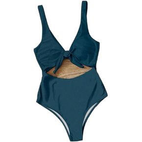 Elegant Women's High Waisted Cutout Monokini Swimsuit - 2026 Casual One-Piece Swimwear with Adjustable Straps in Kuwait