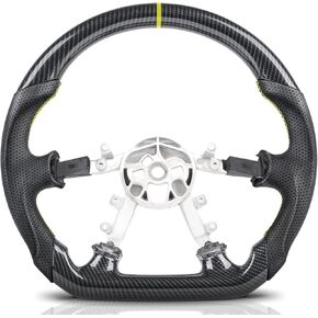 Hydro-Dip Carbon Fiber Steering Wheel for Chevy Corvette C5 1997-2004 Base Z06 Coupe Convertible, High Gloss Finish, Track Style Red Stripe Flat Bottom Perforated Leather, Interior Modern Upgrade in Kuwait
