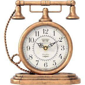 ساعة طاولة كلاسيكية من Glod، ساعات رف على طراز الهاتف العتيق، ساعة ديكور للمكتب والرف، لغرفة المعيشة، المزرعة، بجانب السرير، غرفة النوم، هدية (7.3 بوصة ارتفاع × 7.3 بوصة عرض) in Kuwait