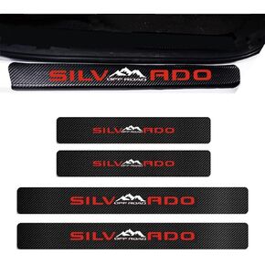 4-Piece Car Door Sill Protector, 4D Carbon Fiber Scuff Plate Stickers, Compatible with Chevrolet Silverado Off-Road(Red). in Saudi Arabia