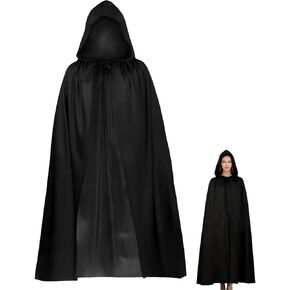 عباءة طويلة بغطاء للرأس مقاس 55 بوصة، إكسسوارات للهالوين الأسود الساحرة لمصاصي الدماء للبالغين زي حفلات الهالوين التنكرية in Kuwait