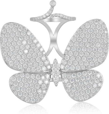 Judy Crowell Jewelry Womens Sterling Silver Butterfly Cocktail Ring With CZ Stone | Birthstone Jewelry Gift for Her Birthday | Wedding | Anniversary in Saudi Arabia