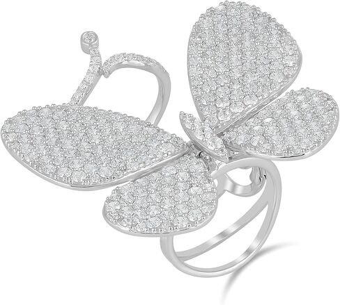 Judy Crowell Jewelry Womens Sterling Silver Butterfly Cocktail Ring With CZ Stone | Birthstone Jewelry Gift for Her Birthday | Wedding | Anniversary in Saudi Arabia