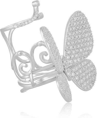 Judy Crowell Jewelry Womens Sterling Silver Butterfly Cocktail Ring With CZ Stone | Birthstone Jewelry Gift for Her Birthday | Wedding | Anniversary in Saudi Arabia