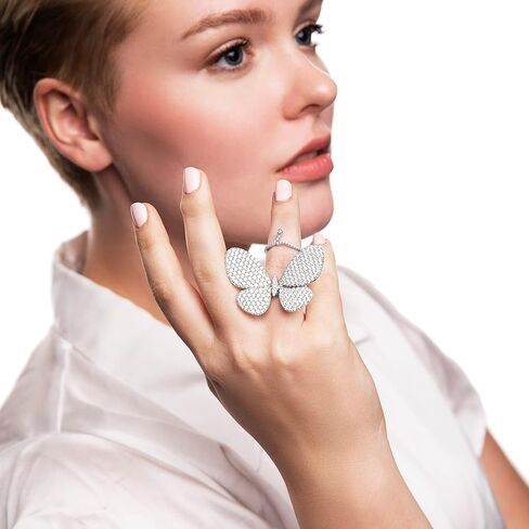 Judy Crowell Jewelry Womens Sterling Silver Butterfly Cocktail Ring With CZ Stone | Birthstone Jewelry Gift for Her Birthday | Wedding | Anniversary in Saudi Arabia