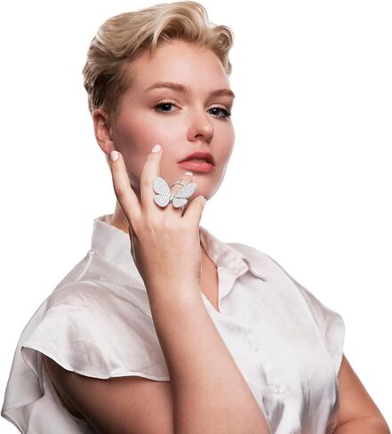 Judy Crowell Jewelry Womens Sterling Silver Butterfly Cocktail Ring With CZ Stone | Birthstone Jewelry Gift for Her Birthday | Wedding | Anniversary in Saudi Arabia