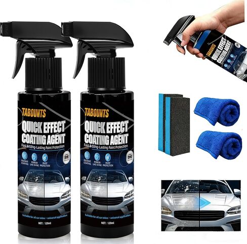 2 Pcs Quick Effect Coating Agent for Car,2026 Upgrade Car Coating Spray–Fast-Acting Car Coating Spray, Scratch Wax Polish & Waterless Wash,For Vehicle Exterior Care & Paint Protection in Saudi Arabia