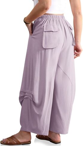 TARSE Womens Linen Harem Pants Loose Fit Elastic Waist Drawstring Casual Boho Summer Pants with Pockets in Saudi Arabia