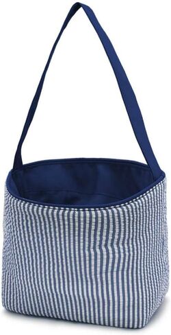 حقيبة يد SONA G DESIGNS Seersucker من القماش المقلم لعيد الفصح - مجموعة البيض in Kuwait