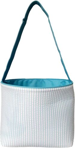 SONA G DESIGNS Seersucker Stripe Fabric Easter Basket Bucket Tote Bag - Egg Collecting in Saudi Arabia