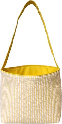 SONA G DESIGNS Seersucker Stripe Fabric Easter Basket Bucket Tote Bag - Egg Collecting in Saudi Arabia