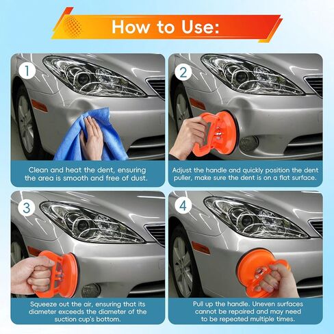 3 عبوات من أدوات سحب انبعاجات السيارة، أداة إزالة انبعاجات كوب الشفط، طقم إصلاح جسم السيارة، رافعة مقبض لجسم السيارة، الأبواب، الزجاج، الأشياء المتحركة ورفع البلاط (3 قطع ساحبة دنت مع قماش قفازات) in Kuwait