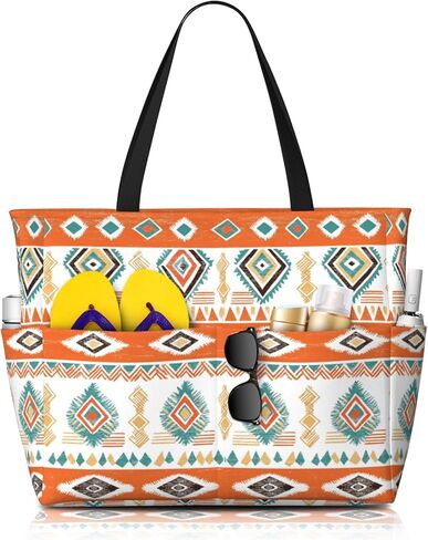 Beach Bags for Women Cute Print Waterproof Sandproof Women Tote Bag with Zipper Colorful Pool Bags for Gym Travel Vocation in Saudi Arabia