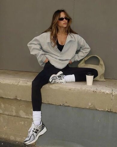 جوارب HONGTEYA النسائية Scrunch Slouch Crew - جوارب مريحة من القطن لمنتصف الساق للأحذية طويلة الرقبة وصالة الألعاب الرياضية والكاجوال (مقاس 5-11) in Saudi Arabia