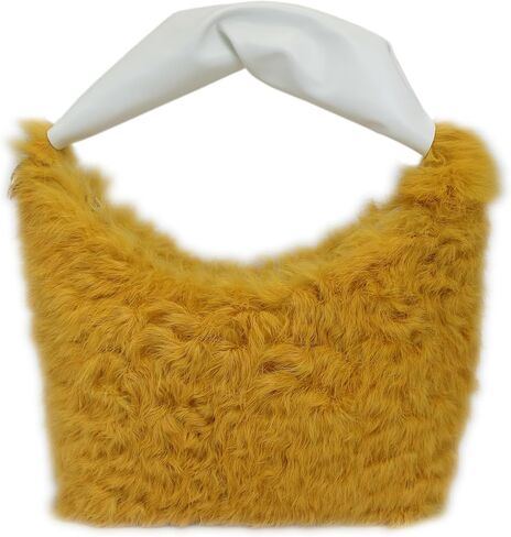 Fosrion Real Rabbit Fur Mini Top Handle Bag, Faux Karakul Lambskin Texture, Small Fluffy Clutch Purse for Women in Saudi Arabia