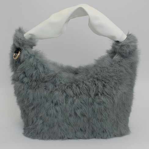 Fosrion Real Rabbit Fur Mini Top Handle Bag, Faux Karakul Lambskin Texture, Small Fluffy Clutch Purse for Women in Saudi Arabia
