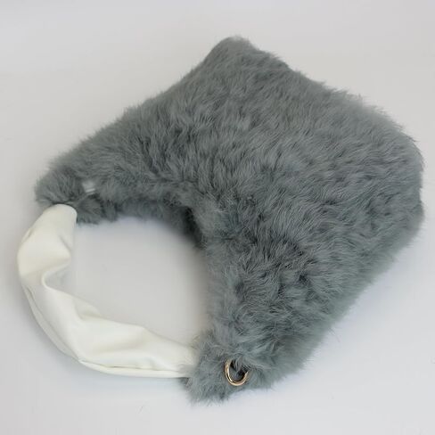 Fosrion Real Rabbit Fur Mini Top Handle Bag, Faux Karakul Lambskin Texture, Small Fluffy Clutch Purse for Women in Saudi Arabia