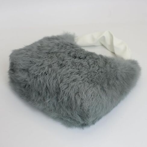 Fosrion Real Rabbit Fur Mini Top Handle Bag, Faux Karakul Lambskin Texture, Small Fluffy Clutch Purse for Women in Saudi Arabia