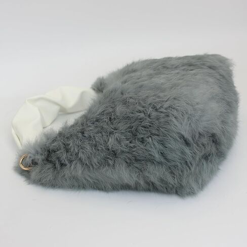 Fosrion Real Rabbit Fur Mini Top Handle Bag, Faux Karakul Lambskin Texture, Small Fluffy Clutch Purse for Women in Saudi Arabia