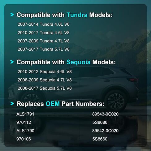 مستشعر سرعة عجلة ABS أمامي وخلفي متوافق مع Toyota Tundra Sequoia 2007 2008 2009 2010 2011 2012 2012 2013 2014 2015 2016 2017 السائق والركاب الأيمن الأيسر (4.0 4.6 4.7 5.7)، ALS1791 ALS1790 in Kuwait