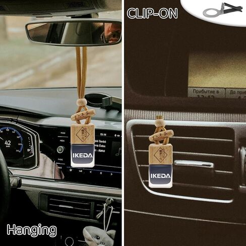معطر هواء للسيارة من إيكيدا، موزع زيوت عطرية معلقة للسيارات، عطر يدوم لأكثر من 45 يومًا، يشمل: ليلة داكنة وجوز الهند وسيارة جديدة (عبوة 10 مل من 3) in Saudi Arabia