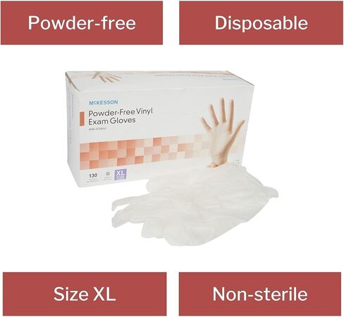 McKesson Powder-Free, Vinyl Exam Gloves, Non-Sterile, XL, 130 Count, 10 Boxes, 1300 Total in Kuwait