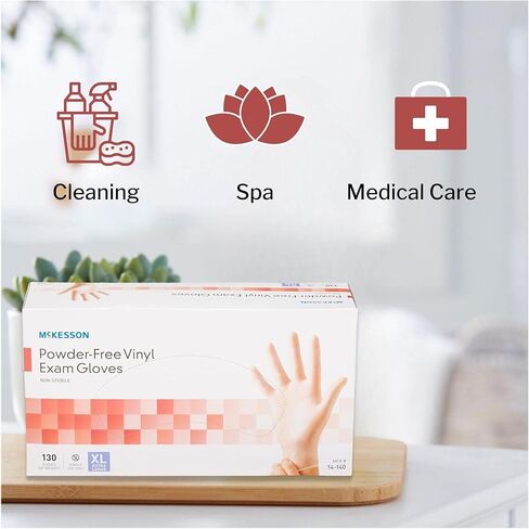 McKesson Powder-Free, Vinyl Exam Gloves, Non-Sterile, XL, 130 Count, 10 Boxes, 1300 Total in Kuwait
