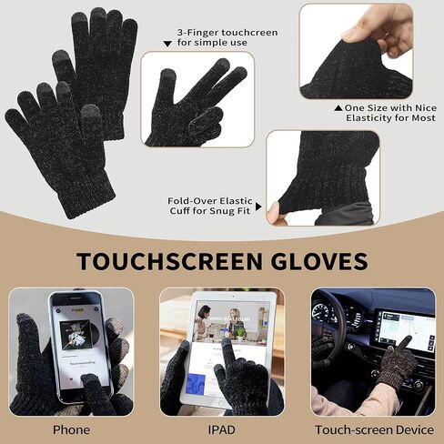 مجموعة قبعة وقفازات وشاح الشتاء مناسبة لكل من الرجال والنساء قبعة محبوكة وشاح طويل وقفازات شاشة تعمل باللمس مناسبة لفصل الشتاء 3 في 1 مجموعة صندوق هدايا دافئة in Kuwait